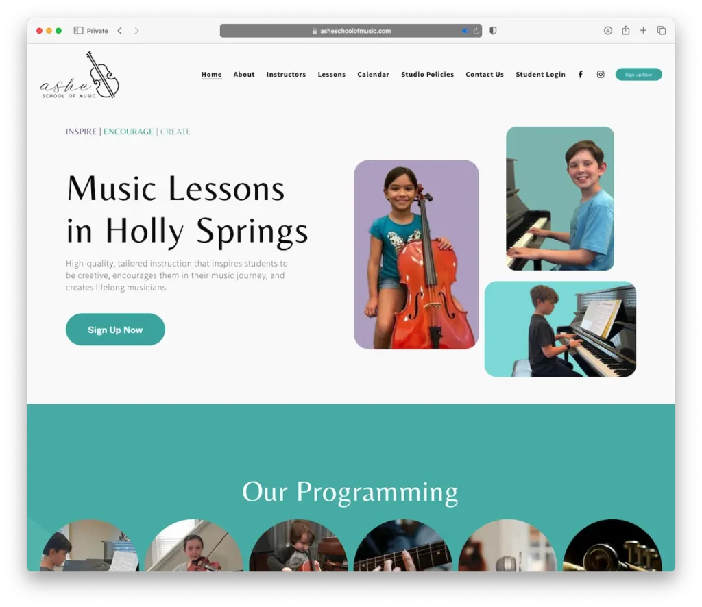 Ashe School of Music Website designed by JC Webworks