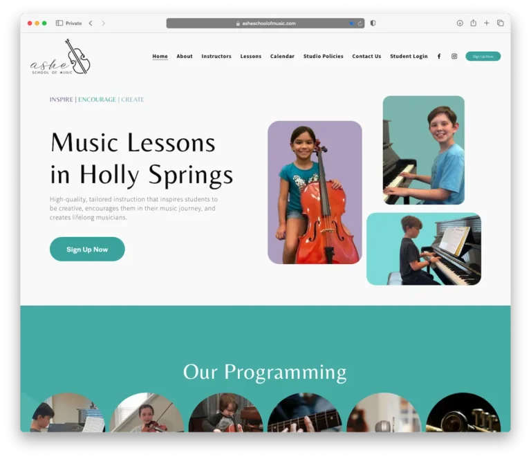 Ashe School of Music Website designed by JC Webworks