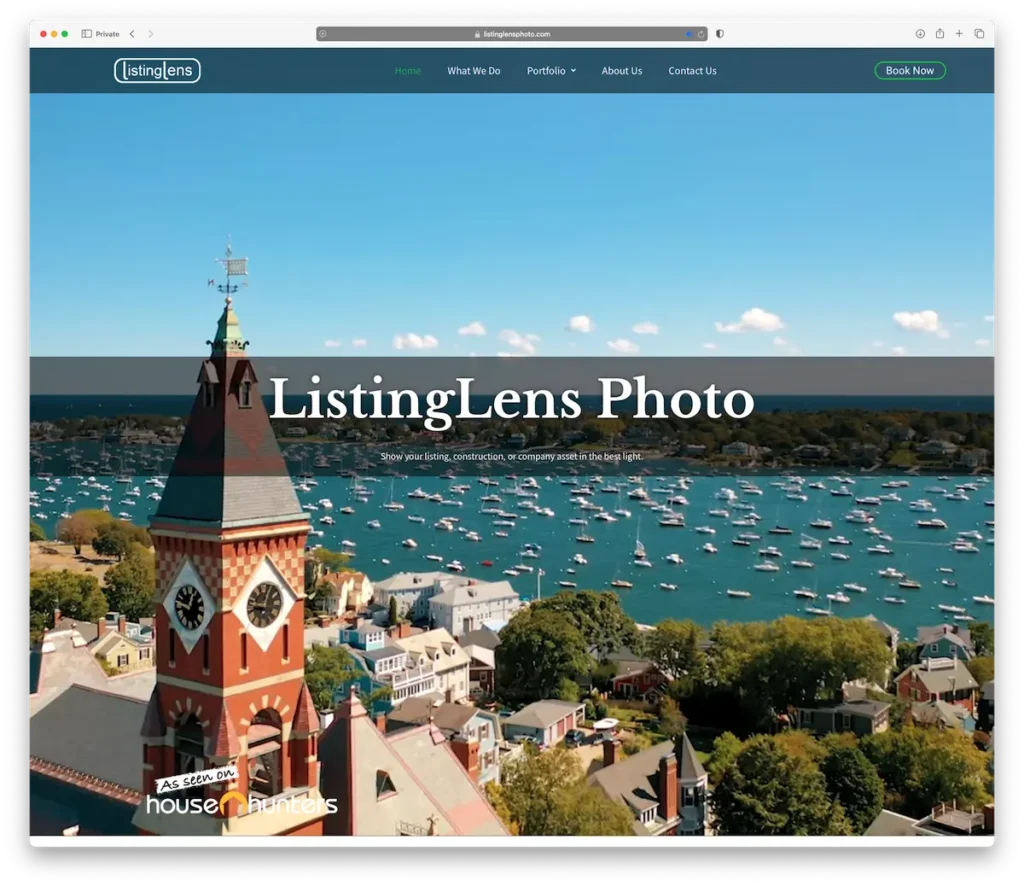 ListingLens Photo Website live in browser, designed by JC Webworks
