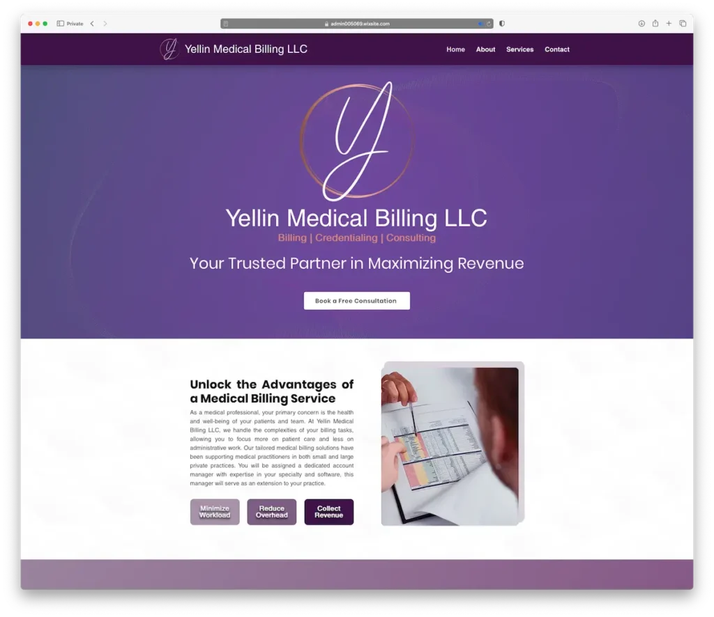 Yellin Medical Billing Website designed by JC Webworks